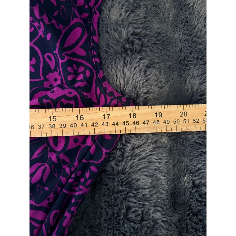 Chaps Purple Paisley Faux Wrap Dress S Cap Sleeve Stretch Autumn Wedding Guest - Picture 5 of 11